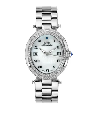 Porsamo Bleu Women's South Sea Oval Crystal Stainless Steel Bracelet Watch 106ESSO