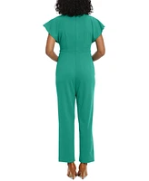 London Times Women's Batwing V-Neck Side-Pocket Jumpsuit