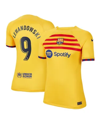 Women's Nike Robert Lewandowski Yellow Barcelona 2022/23 Fourth Breathe Stadium Replica Player Jersey