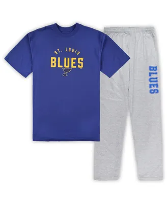 Men's St. Louis Blues Royal, Heather Gray Big and Tall T-shirt Pants Lounge Set