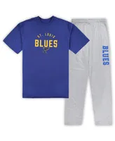 Men's St. Louis Blues Royal, Heather Gray Big and Tall T-shirt Pants Lounge Set