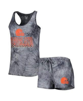 Women's Concepts Sport Charcoal Cleveland Browns Billboard Scoop Neck Racerback Tank and Shorts Sleep Set