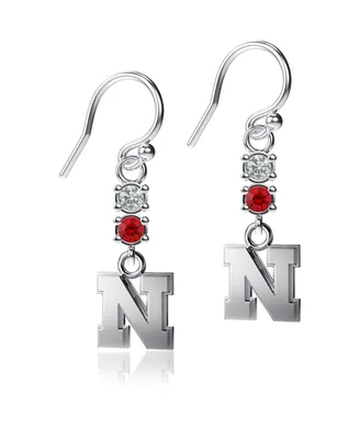 Women's Dayna Designs Nebraska Huskers Dangle Crystal Earrings - Silver