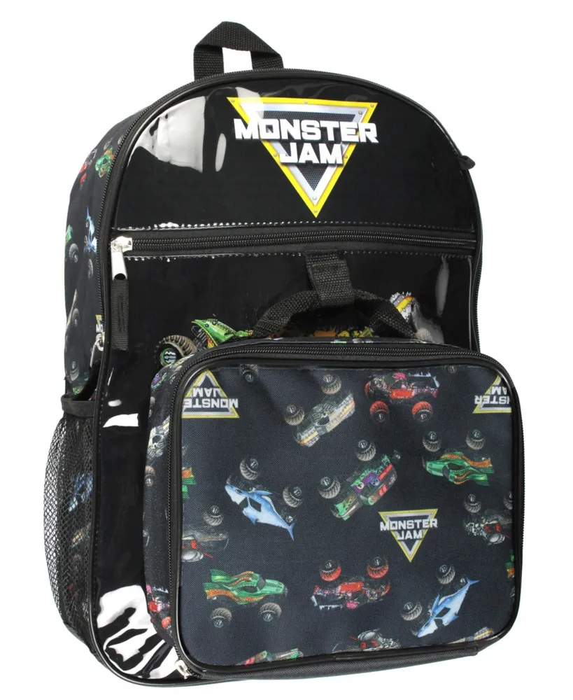 Monster Jam Megalodon Grave Digger Max-d Monster Trucks Backpack Lunch Bag Water Bottle Ice Pack 5 Piece Mega Set