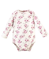 Touched by Nature Baby Girls Organic Cotton Long-Sleeve Bodysuits 5pk, Cherry Blossom