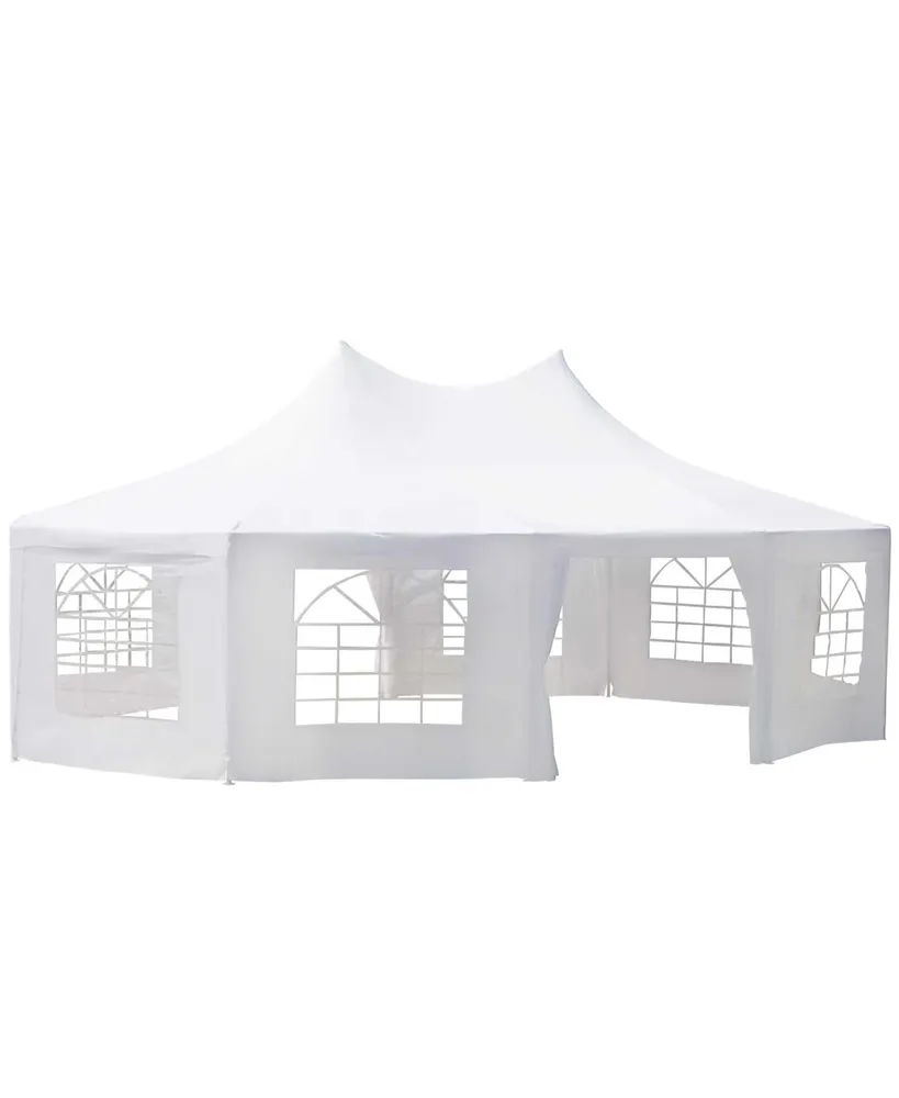 Outsunny 29.2 x21.3 Large 10-Wall Event Wedding Gazebo Canopy Tent with Open Floor Design & Weather Protection, White