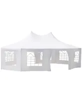 Outsunny 29.2 x21.3 Large 10-Wall Event Wedding Gazebo Canopy Tent with Open Floor Design & Weather Protection, White