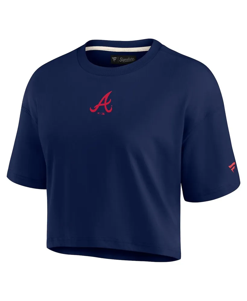 Women's Fanatics Signature Navy Atlanta Braves Super Soft Short Sleeve Cropped T-shirt