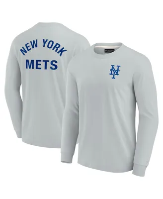 Men's and Women's Fanatics Signature Gray New York Mets Super Soft Long Sleeve T-shirt