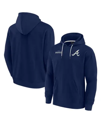 Men's and Women's Fanatics Signature Navy Atlanta Braves Super Soft Fleece Pullover Hoodie