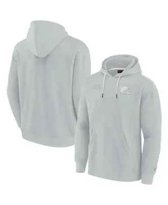 Men's and Women's Fanatics Signature Gray Cleveland Browns Super Soft Fleece Pullover Hoodie