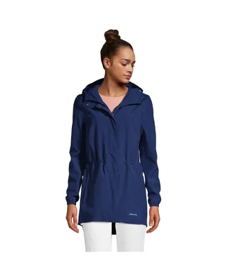 Lands' End Women's Tall Waterproof Hooded Packable Raincoat