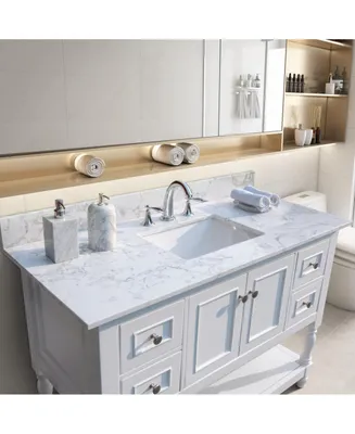 Simplie Fun 31 Inch Bathroom Vanity Top Stone Carrara New Style Tops With Rectangle Undermount