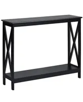 Costway 2-Tier Console Table x-Design Bookshelf Sofa Side Accent