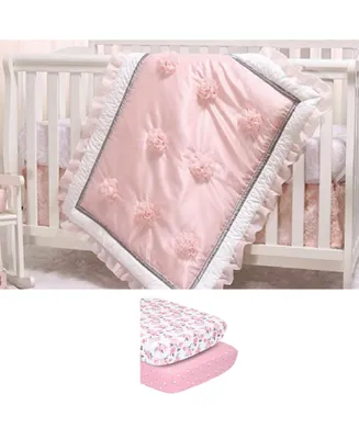 The Peanutshell Arianna 5 Piece Baby Nursery Crib Bedding Set, Quilt, Crib Sheets, and Crib Skirt