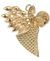 Holiday Lane Gold-Tone Crystal & Imitation Pearl Angel Pin, Created for Macy's