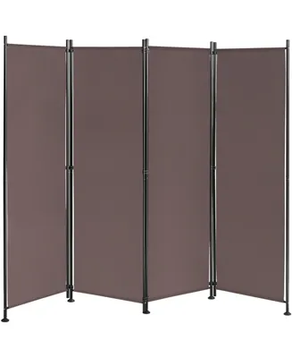 4-Panel Room Divider Folding Privacy Screen w/Steel Frame Decoration