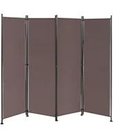 4-Panel Room Divider Folding Privacy Screen w/Steel Frame Decoration