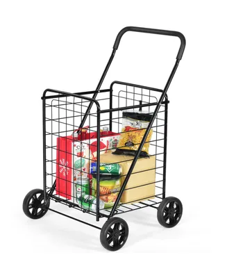 Folding Shopping Cart Utility Trolley Portable For Grocery Laundry Travel