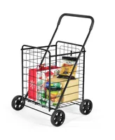 Costway Folding Shopping Cart Utility Trolley Portable For Grocery Laundry Travel