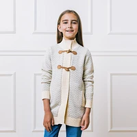 Hope & Henry Girls Long Sleeve Toggle Sweater Coat with Zipper