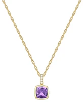 2-Pc. Set Amethyst (3-1/5 ct. t.w.) & Lab-Grown White Sapphire (1/20 Pendant Necklace Matching Small Hoop Earrings Gold