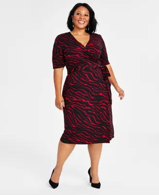 I.n.c. International Concepts Plus Size Printed Wrap Dress, Created for Macy's