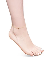 Garnet Heart Cluster Ankle Bracelet (1/4 ct. t.w.) in 14k Gold-Plated Sterling Silver