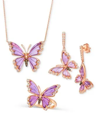 Le Vian Grape Amethyst Diamond Butterfly Jewelry Collection In 14k Rose Gold