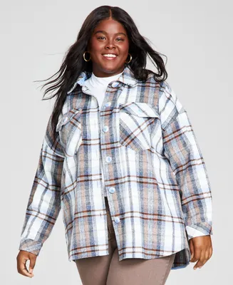 And Now This Trendy Plus Size Plaid-Print Shacket