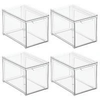 mDesign Stackable Closet Storage Bin Box with Pull-Out Drawer, Medium - 4 Pack