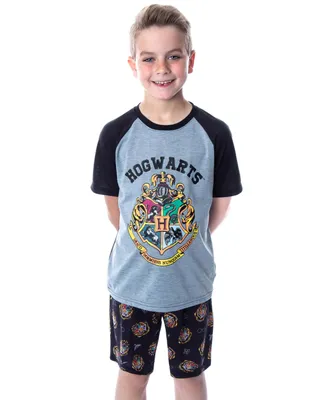 Harry Potter Boys' Hogwarts Castle Raglan T-Shirt and Shorts Kids 2 Pc Pajama Set