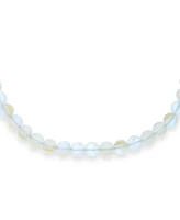 Bling Jewelry Plain Simple Western Jewelry Changing Transcalent Created Moonstone Round 10MM Bead Strand Necklace For Women Silver Plated Clasp 18 Inc