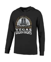 Men's Majestic Threads Black Vegas Golden Knights 2023 Stanley Cup Champions Soft Hand Long Sleeve Hoodie T-shirt