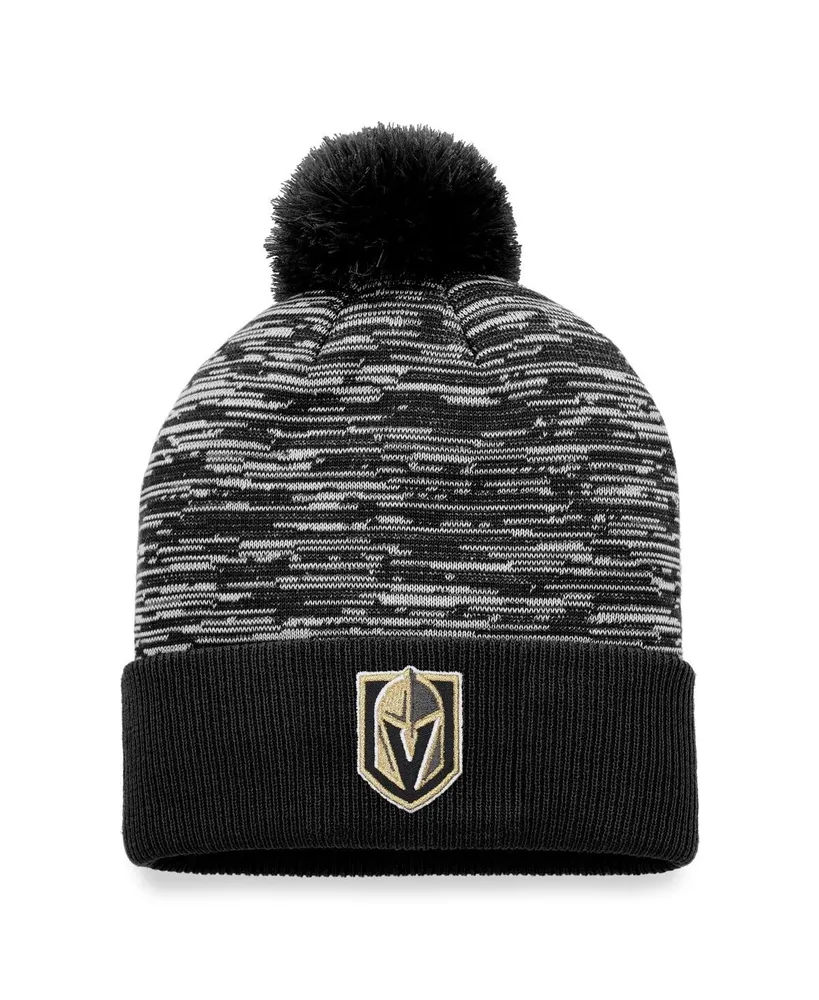 Men's Fanatics Black Vegas Golden Knights Defender Cuffed Knit Hat with Pom