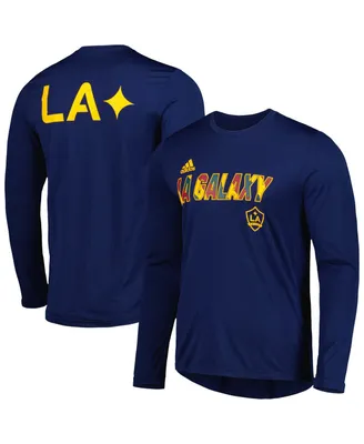 Men's adidas Navy La Galaxy Jersey Hook Aeroready Long Sleeve T-shirt
