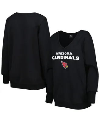 Women's Cuce Black Arizona Cardinals Sequin Logo V-Neck Pullover Sweatshirt