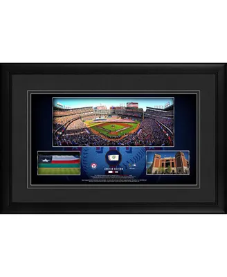 Texas Rangers Framed 10" x 18" Stadium Panoramic Collage with a Piece of Game-Used Baseball - Limited Edition of 500