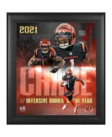 Fanatics Authentic Ja'Marr Chase Cincinnati Bengals 2021 Nfl Offensive Rookie of the Year 15'' x 17'' Framed Collage Photo