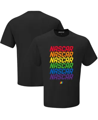 Men's Checkered Flag Sports Black Nascar Logo Pride T-shirt