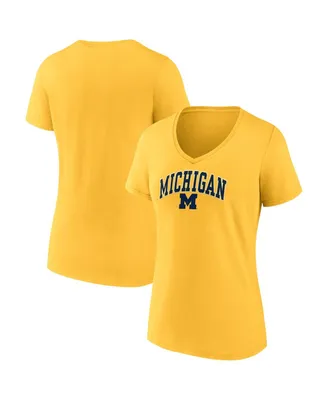 Women's Fanatics Maize Michigan Wolverines Evergreen Campus V-Neck T-shirt