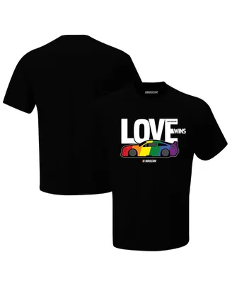Men's Checkered Flag Sports Black Nascar Love Wins T-shirt