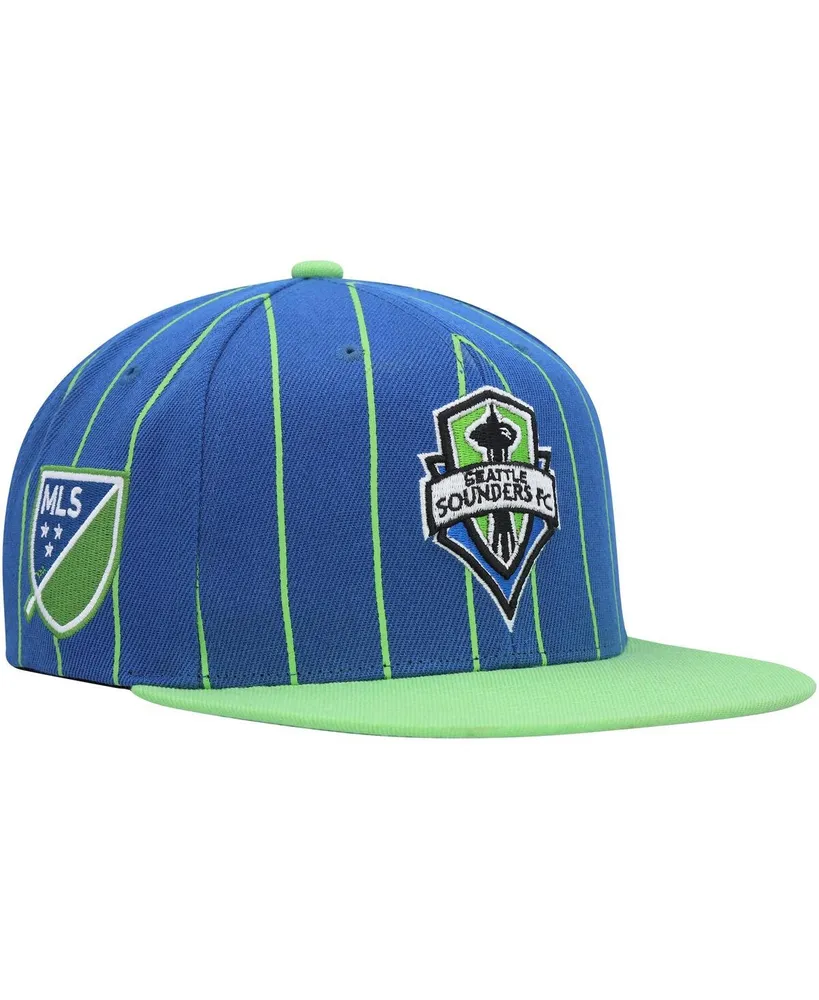 Men's Mitchell & Ness Blue Seattle Sounders Fc Team Pin Snapback Hat