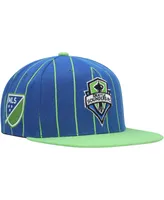 Men's Mitchell & Ness Blue Seattle Sounders Fc Team Pin Snapback Hat