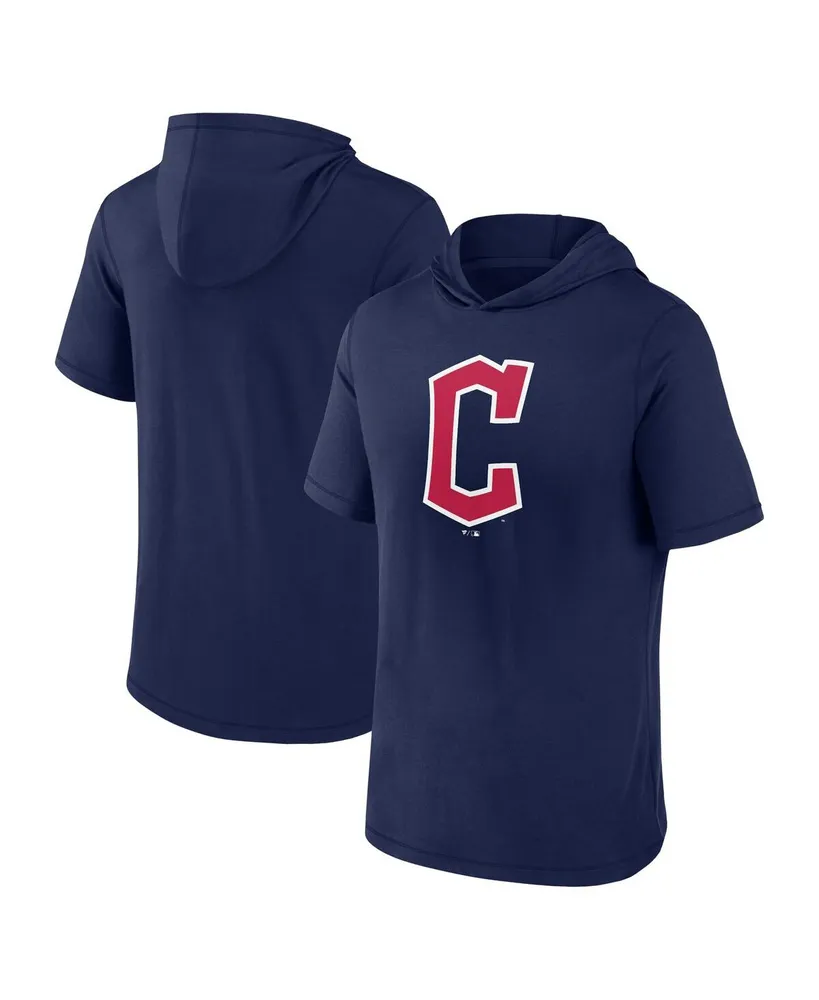 Men's Fanatics Navy Cleveland Guardians Short Sleeve Hoodie T-shirt