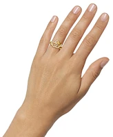 Disney Cubic Zirconia Mickey & Minnie Mouse Interlocking Ring in 18k Gold-Plated Sterling Silver