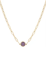 Amethyst Bezel Cluster Pendant Necklace (1/5 ct. t.w.) in 14k Gold-Plated Sterling Silver, 16" + 2" extender