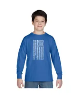 Big Boy's Word Art Long Sleeve T-shirt - National Anthem Flag