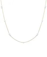 Cultured Freshwater Pearl (3mm) Station 17" Collar Necklace in 14k Gold-Plated Sterling Silver