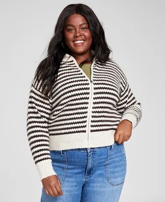 And Now This Trendy Plus Size Mock-Neck Zippered Sweater